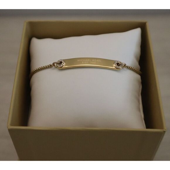 Michael Kors MKJX6351710 Women's Gold-Tone Haute Plaque Slider Bracelet - Picture 2 of 8